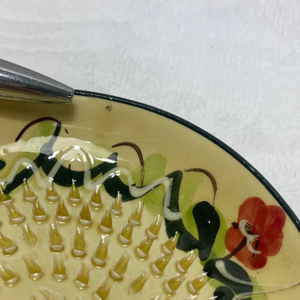 VTG Rupi Handmade Ceramic 1980 Garlic Grater Plate Hand‎ Painted Pottery Spain